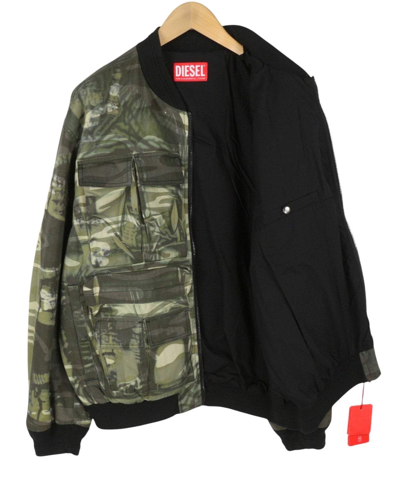 DIESEL J-Mertz Men Jacket 52 Khaki Camouflage Full Zip Bomber RRP450