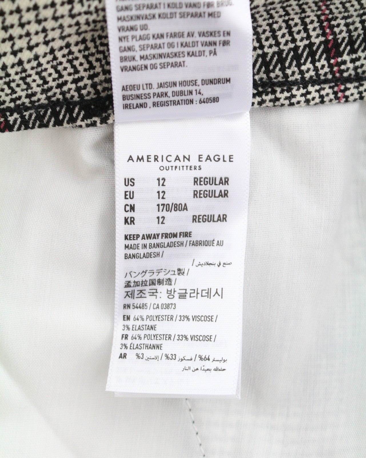 AMERICAN EAGLE OUTFITTERS Super Hi-Rise Women Trousers W31 Plaid Stretch