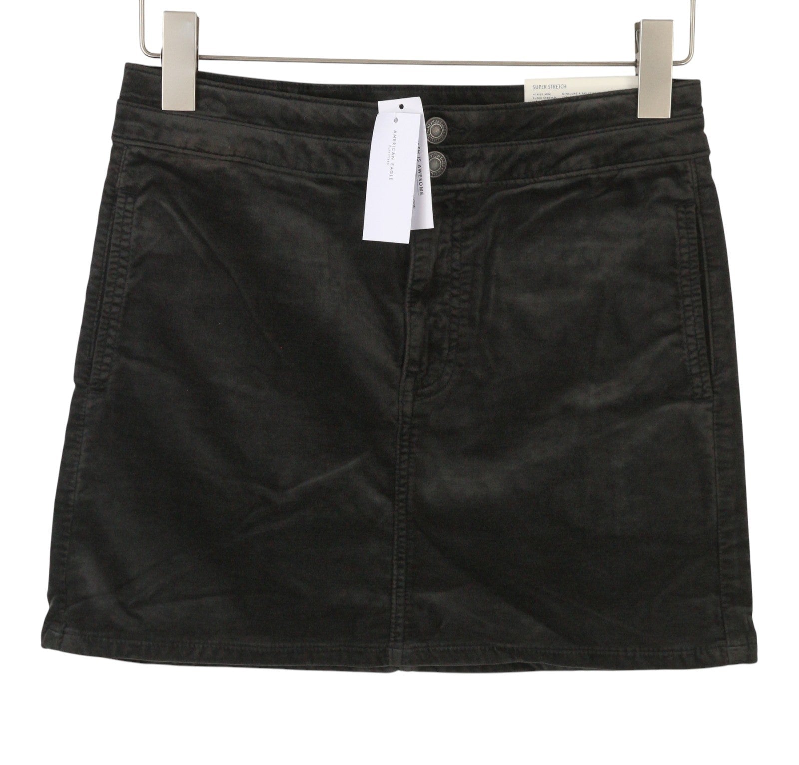 AMERICAN EAGLE OUTFITTERS Hi-Rise Women Skirt UK8 Black Mini Super Stretch