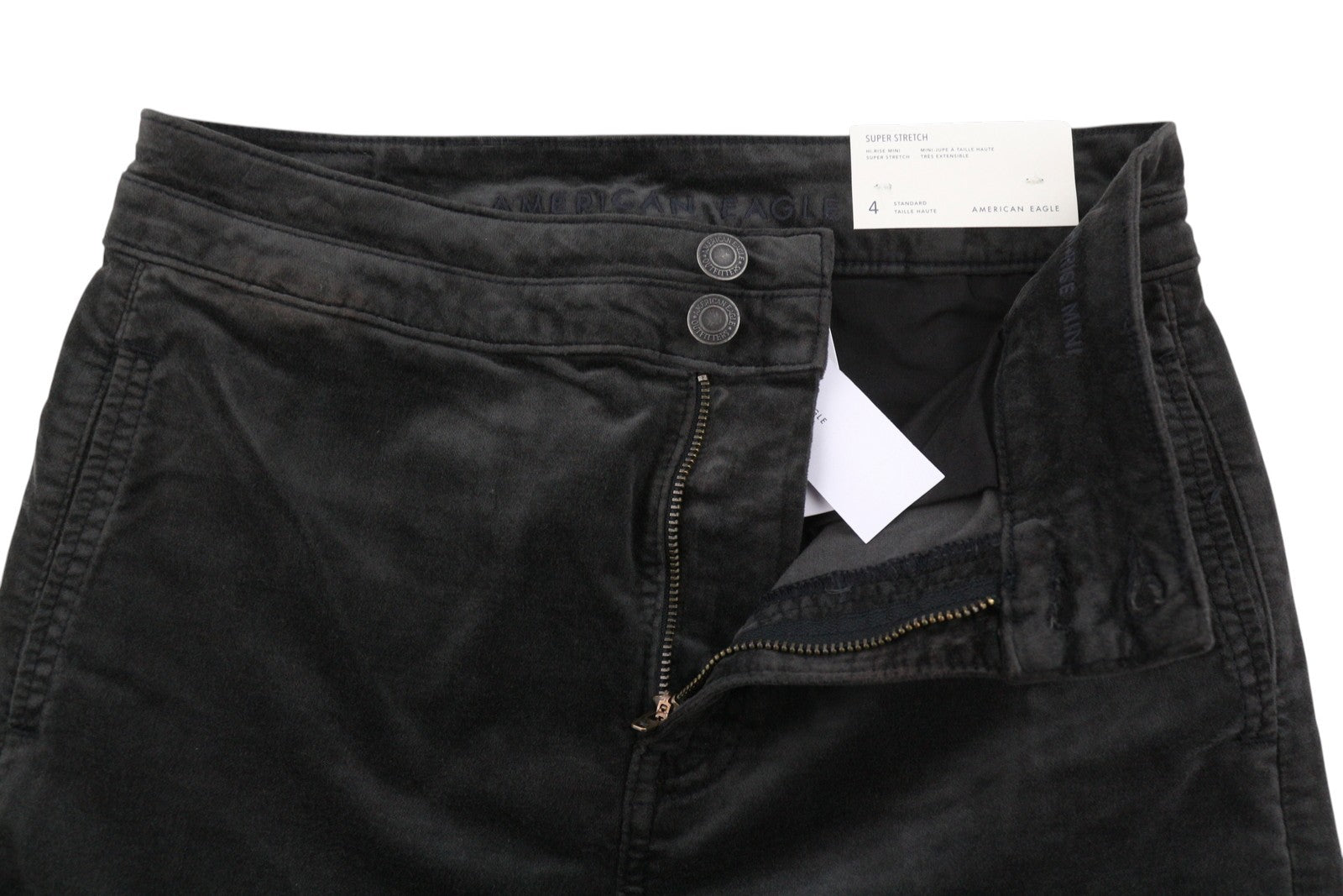 AMERICAN EAGLE OUTFITTERS Hi-Rise Women Skirt UK8 Black Mini Super Stretch