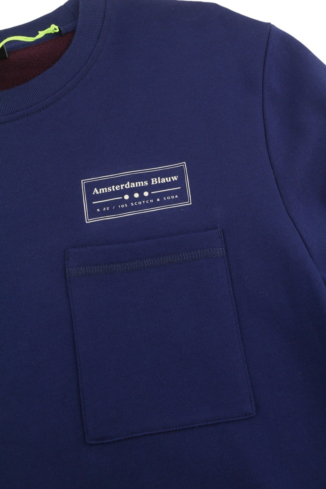 SCOTCH & SODA Men Sweatshirt L Dark Blue Patch Pocket Crew Neck Pull On