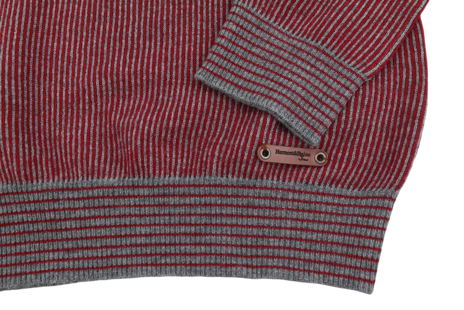 HARMONT & BLAINE Men Jumper M Red Pinstripe Wool Blend Knit Pull On