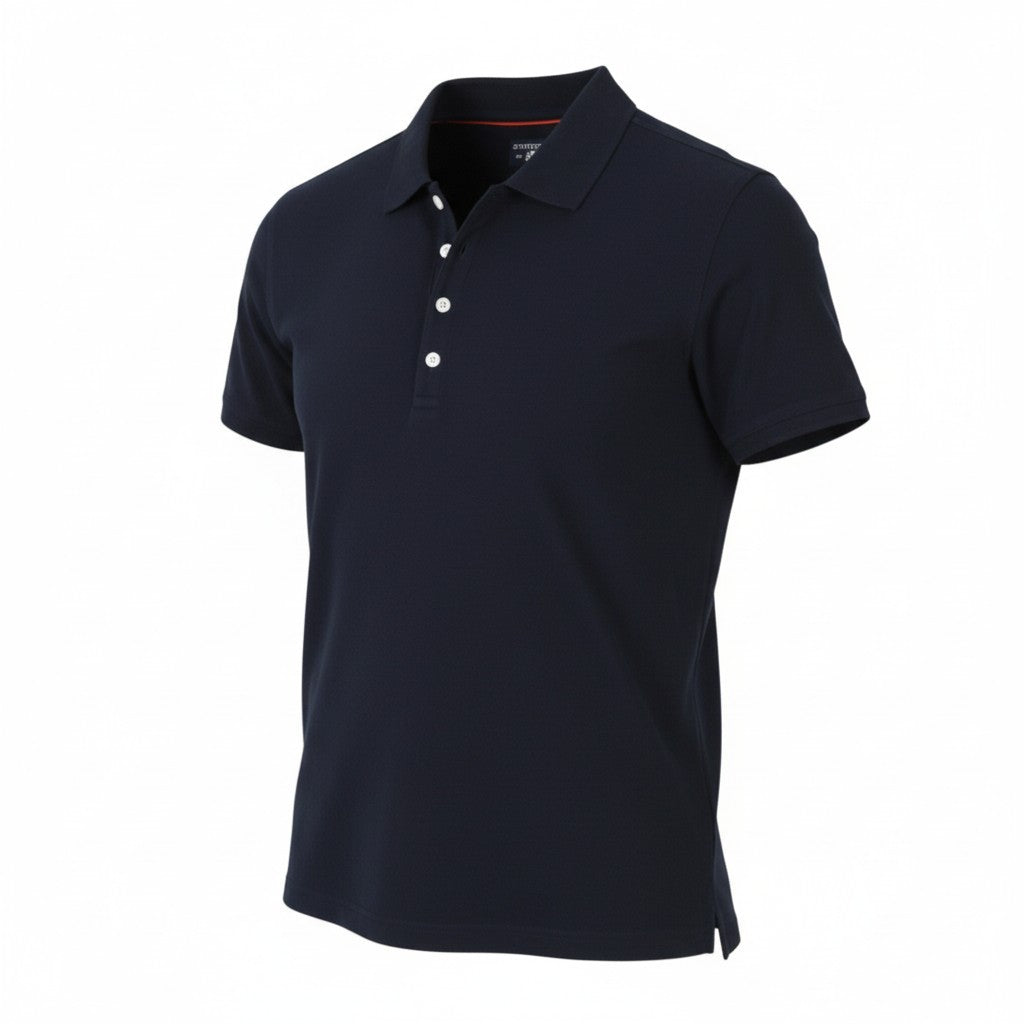 STATE OF ART Men Polos L Dark Blue Cotton Regular Fit Short Sleeve