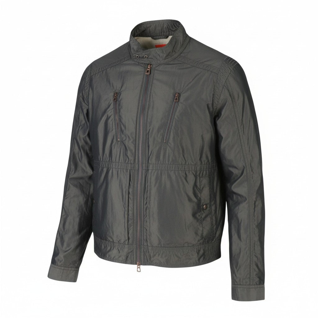 HUGO BOSS Orick Men Jacket EU50 L Grey Lightweight High Neck Full Zip