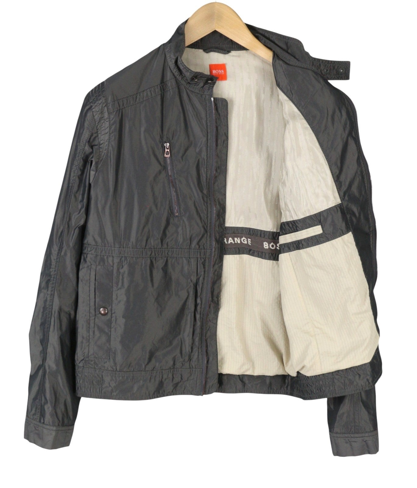 HUGO BOSS Orick Men Jacket EU50 L Grey Lightweight High Neck Full Zip