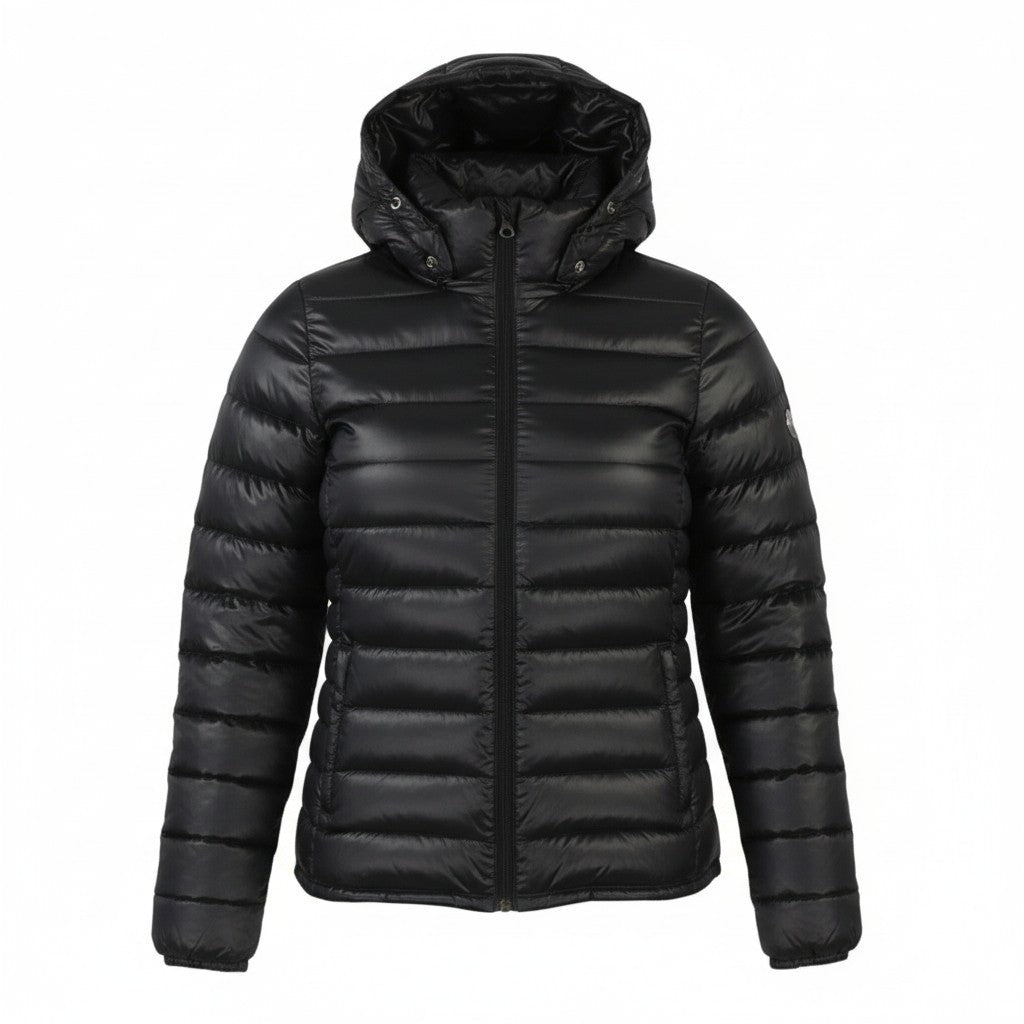 DUVETICA Women Jacket 42 M Black Down Quilted Hooded Full Zip Puffer