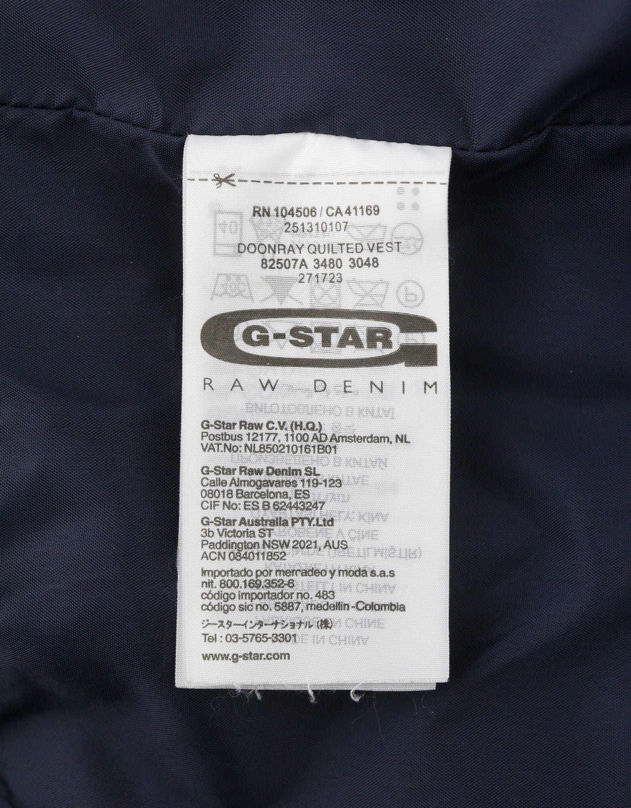 G-STAR Doonray Quilted Men Waistcoat M Blue Padded Hooded Full Zip