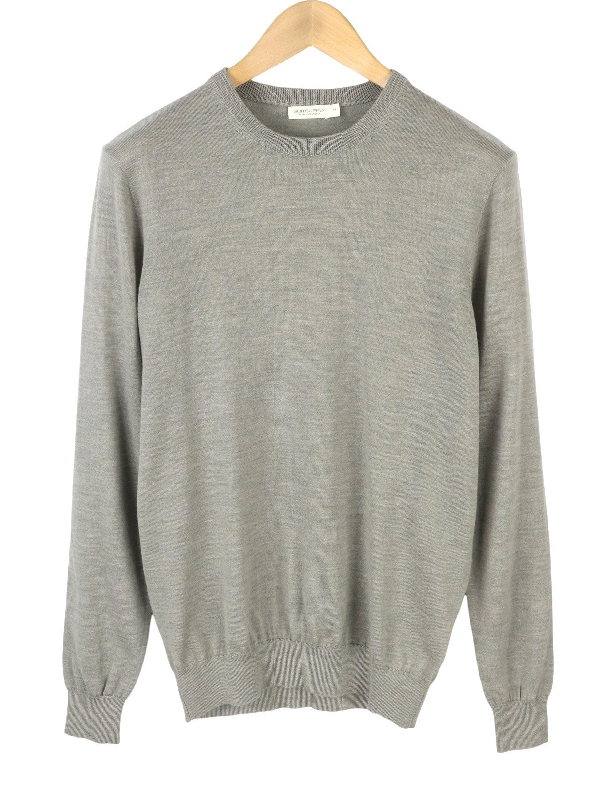 SUITSUPPLY Men Jumper M Grey Melange Merino Wool Crew Neck Pull On