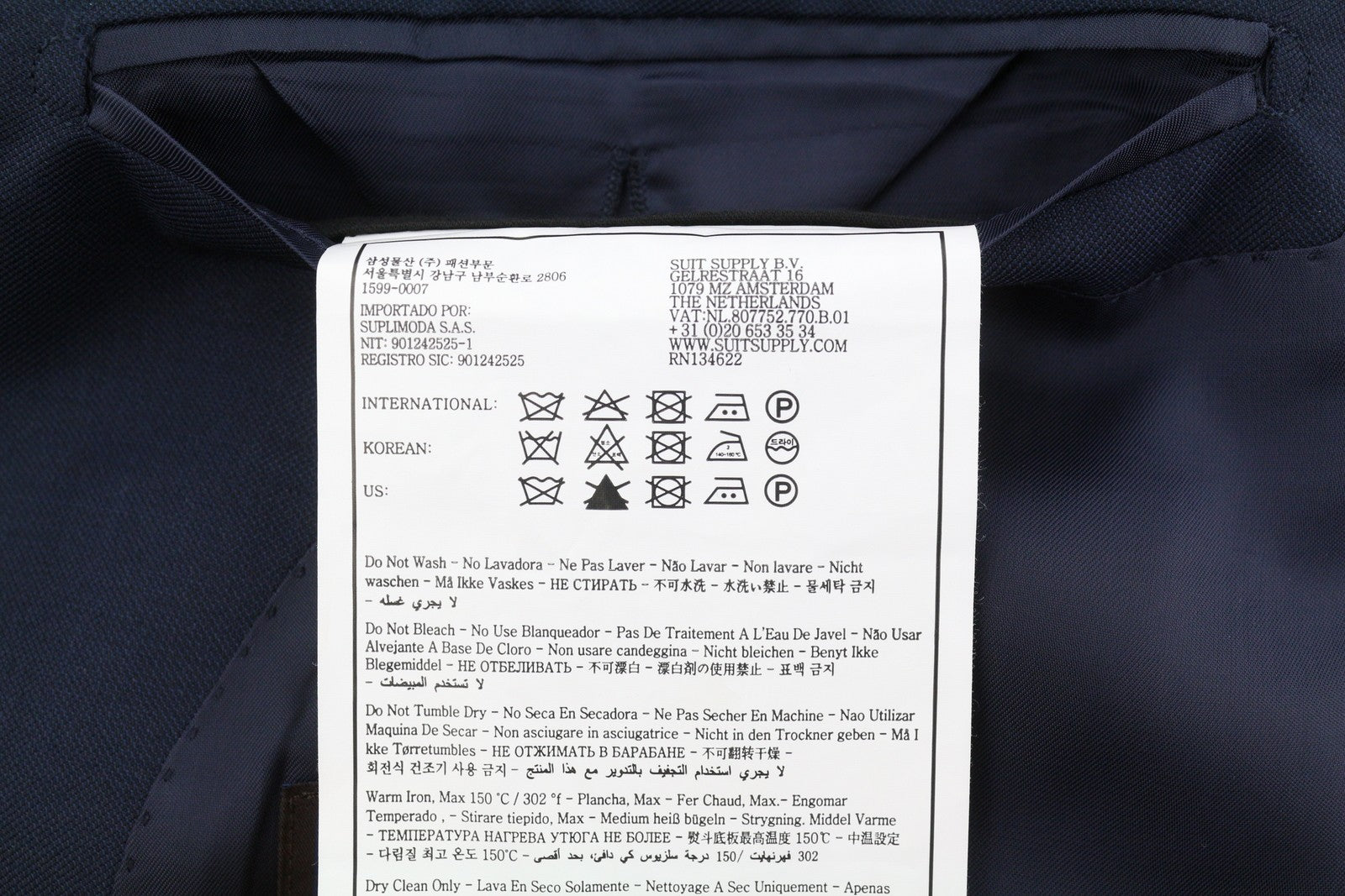 SUITSUPPLY Lazio Single Breasted Men Blazer UK46S Dark Blue Wool Lapel
