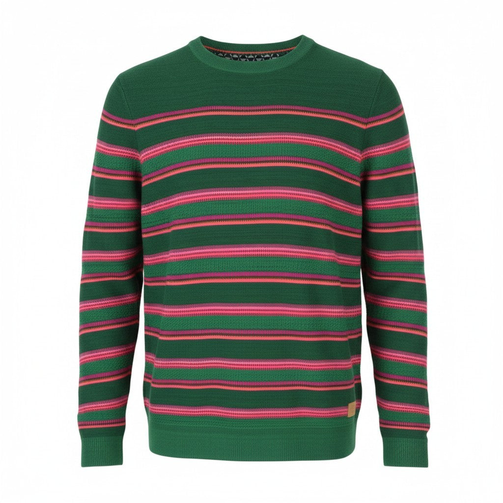 SCOTCH & SODA Men Jumper M Green Striped Crew Neck Knit Pull On