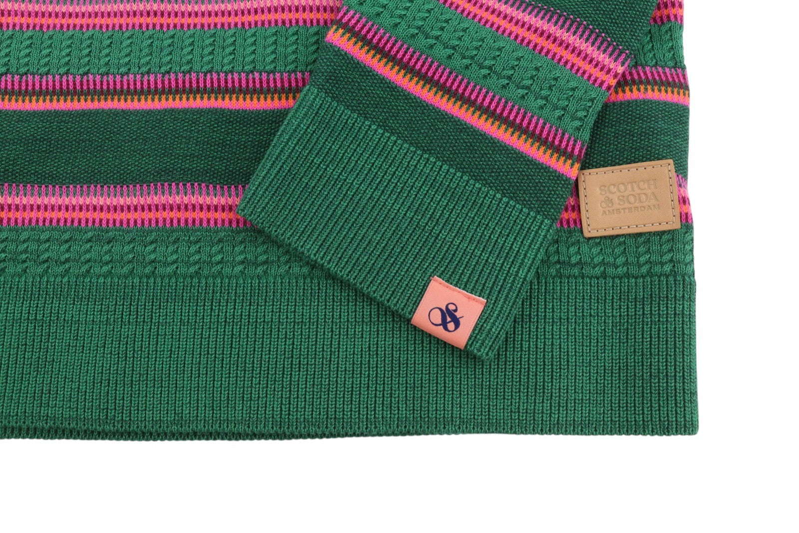 SCOTCH & SODA Men Jumper M Green Striped Crew Neck Knit Pull On