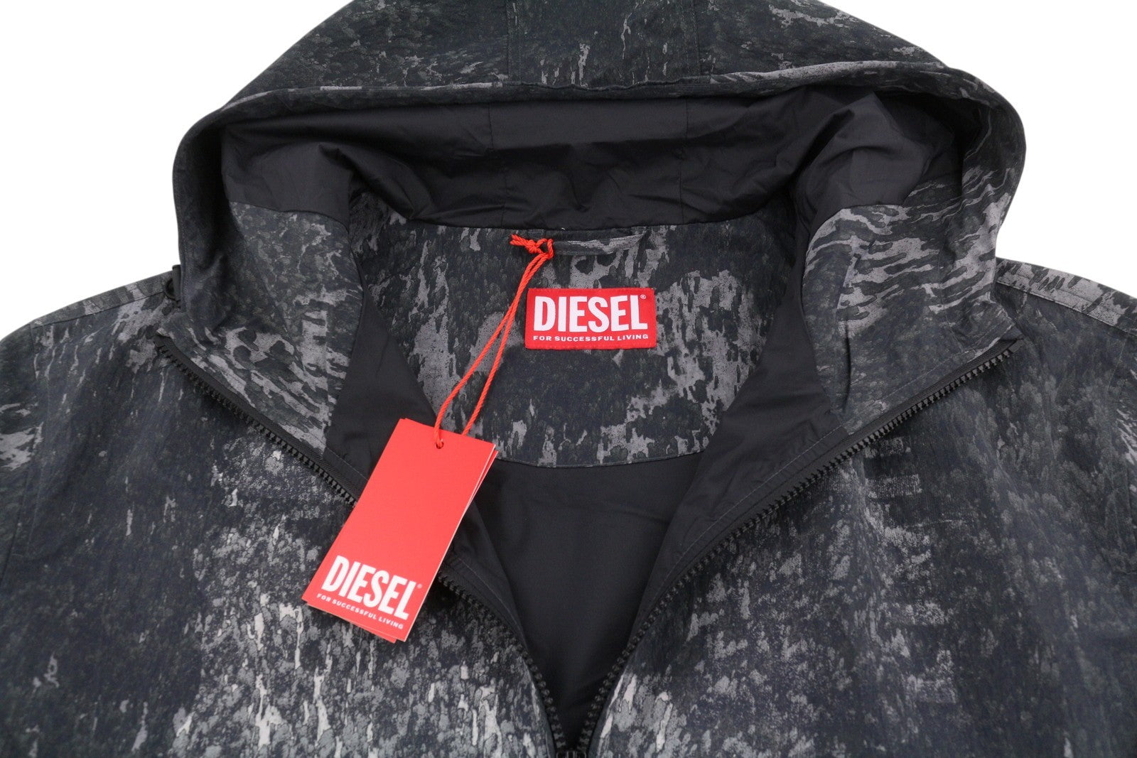 DIESEL J-Brick Men Jacket 54 Black Camo Print Windbreaker Lightweight RRP295