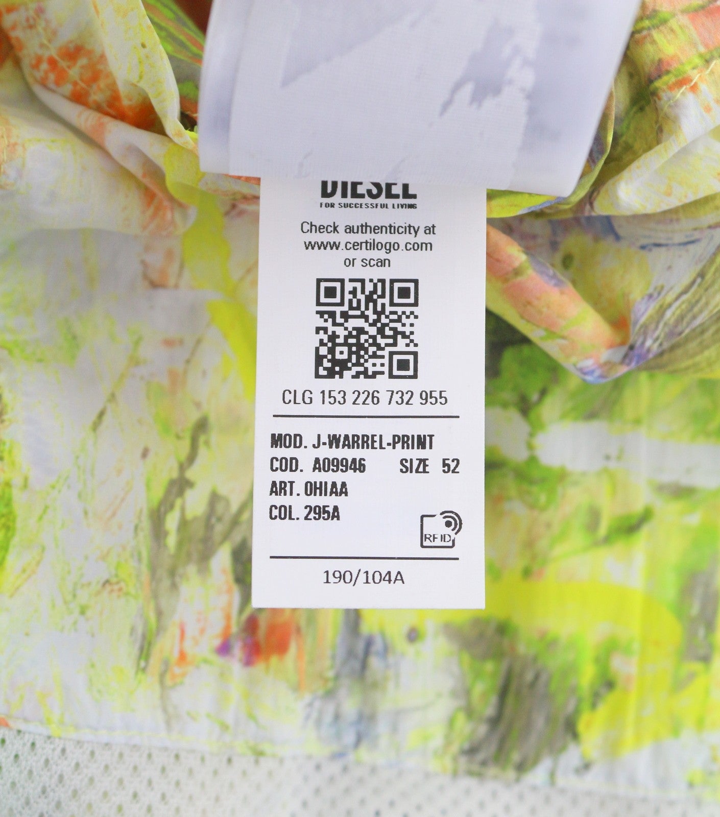 DIESEL J-Warrel-Print Men Jacket 52 Hood Windbreaker Lightweight Unisex RRP250