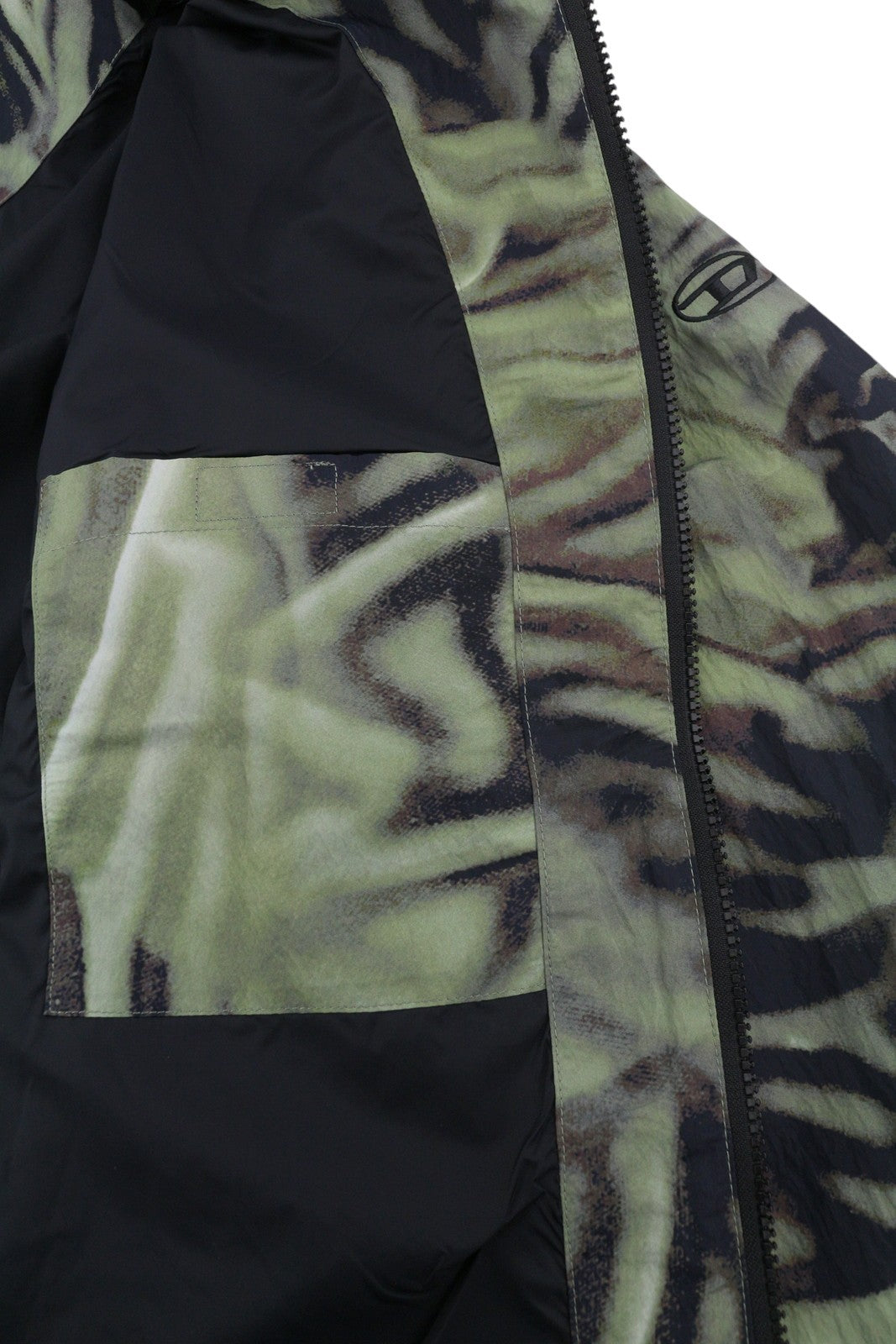 DIESEL J-Leopold-Zebra Men Jacket 50 Green Hooded Windbreaker Lightweight RRP275