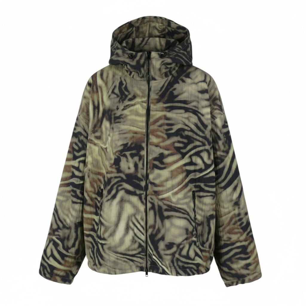DIESEL J-Leopold-Zebra Men Jacket 54 Green Hooded Windbreaker Lightweight RRP275