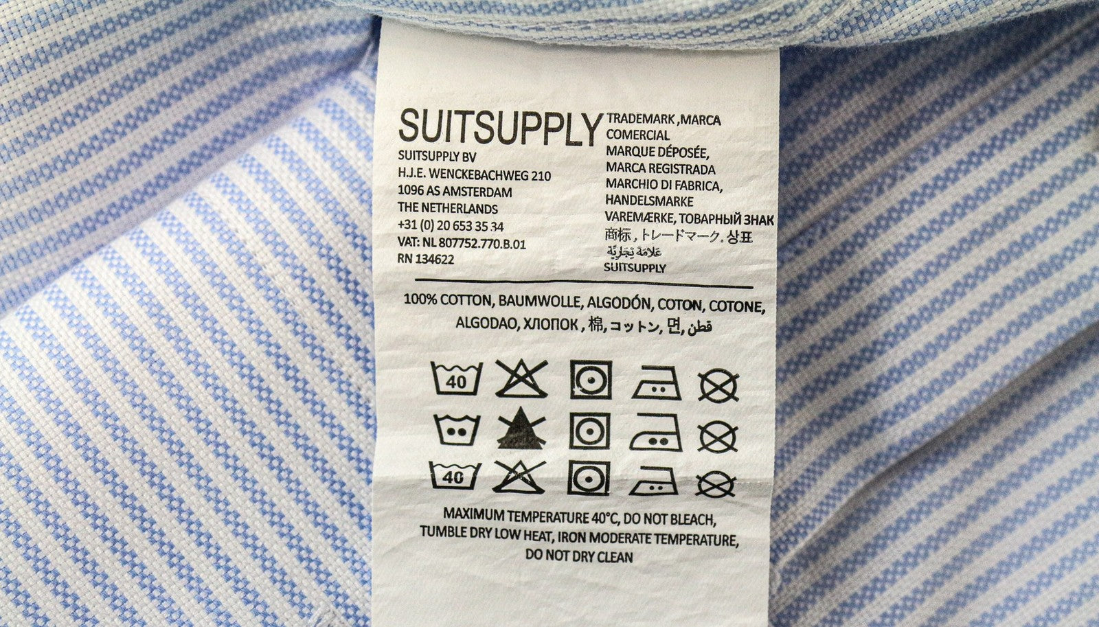 SUITSUPPLY Men Shirt 35/ 13 1/2 Blue Extra Slim Striped Try On Cotton Formal