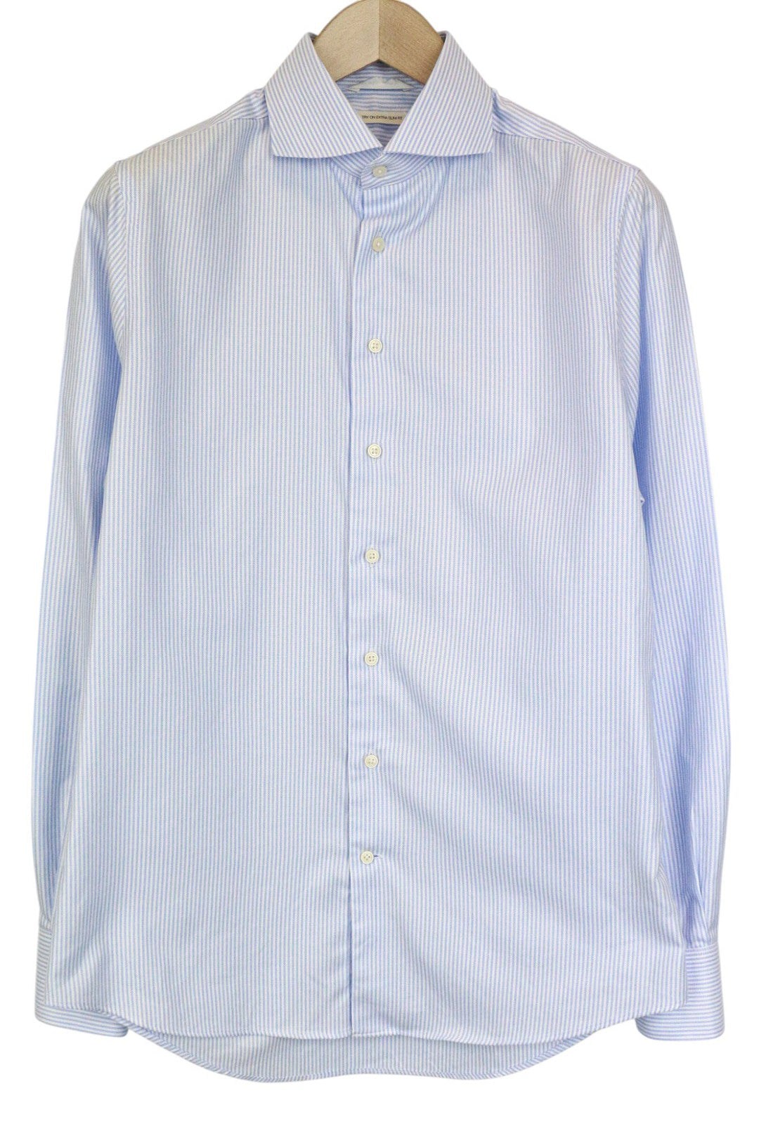 SUITSUPPLY Men Shirt 40/ 15 3/4 Blue Extra Slim Striped Pure Cotton Try On