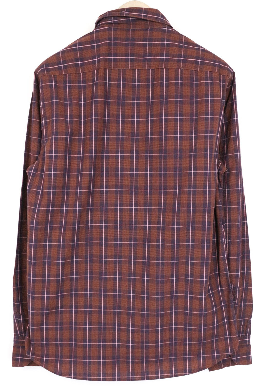 SCOTCH & SODA Men Shirt S Burgundy Checkered Button-Bown Cotton Smart Casual