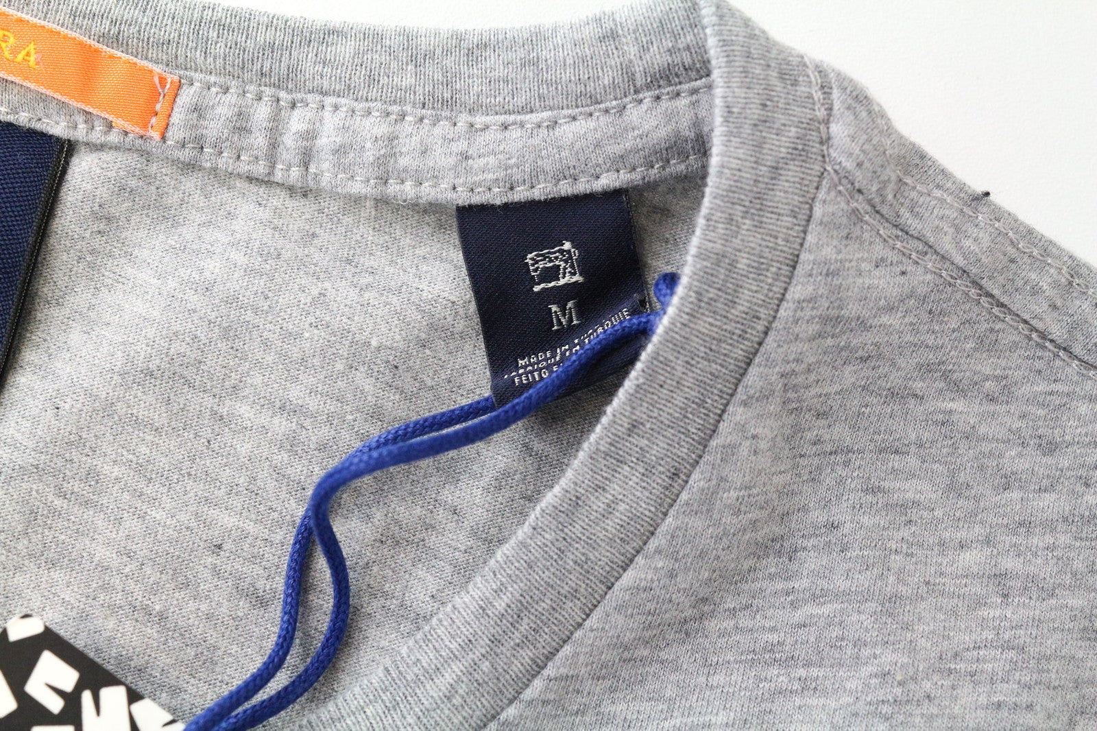 SCOTCH & SODA Men T-Shirt M Grey Melange Crew Neck Jersey Cotton Embroidery