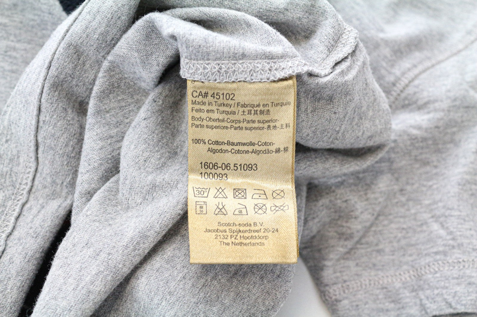 SCOTCH & SODA Men T-Shirt M Grey Melange Crew Neck Jersey Cotton Embroidery
