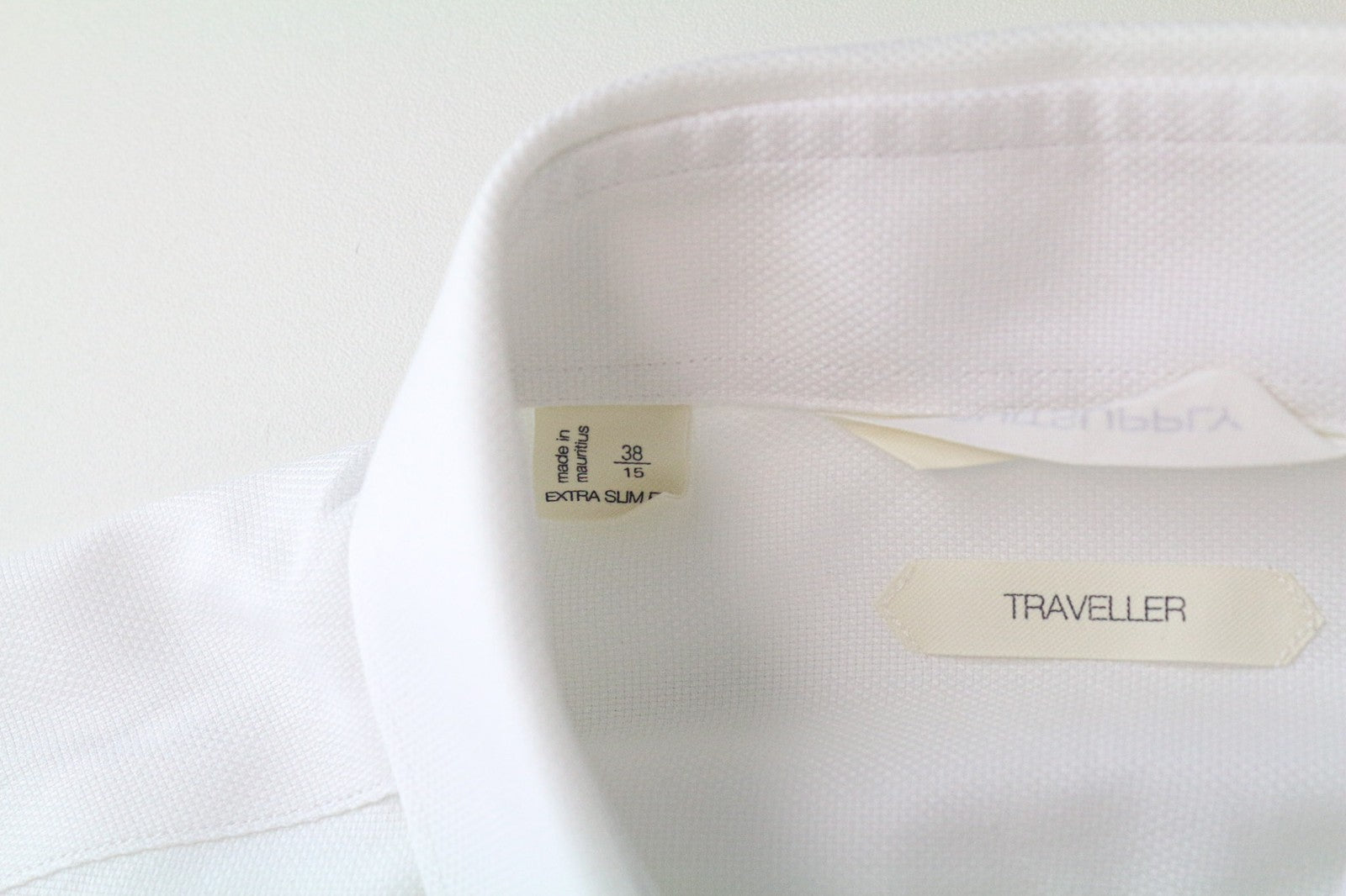 SUITSUPPLY Traveller Men Shirt 38/15 Extra Slim Classic White Pure Cotton Twill