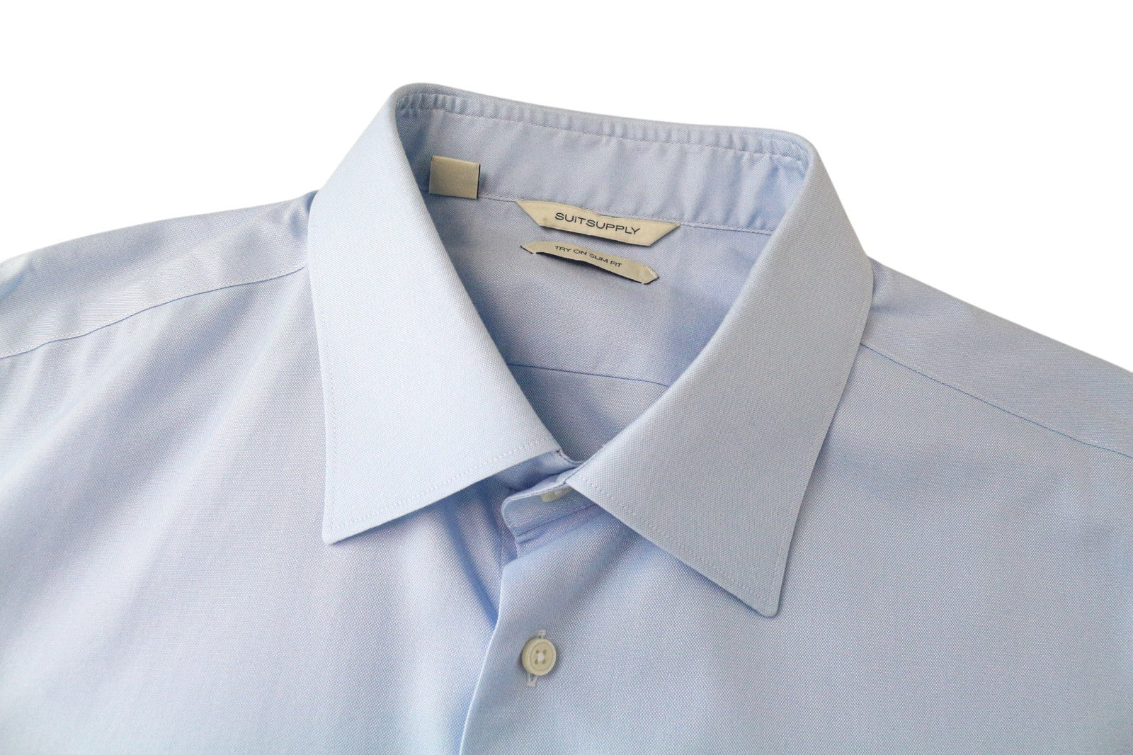 SUITSUPPLY Men Shirt 46L/18L Slim Fit Long Sleeved Formal Bue Pure Cotton