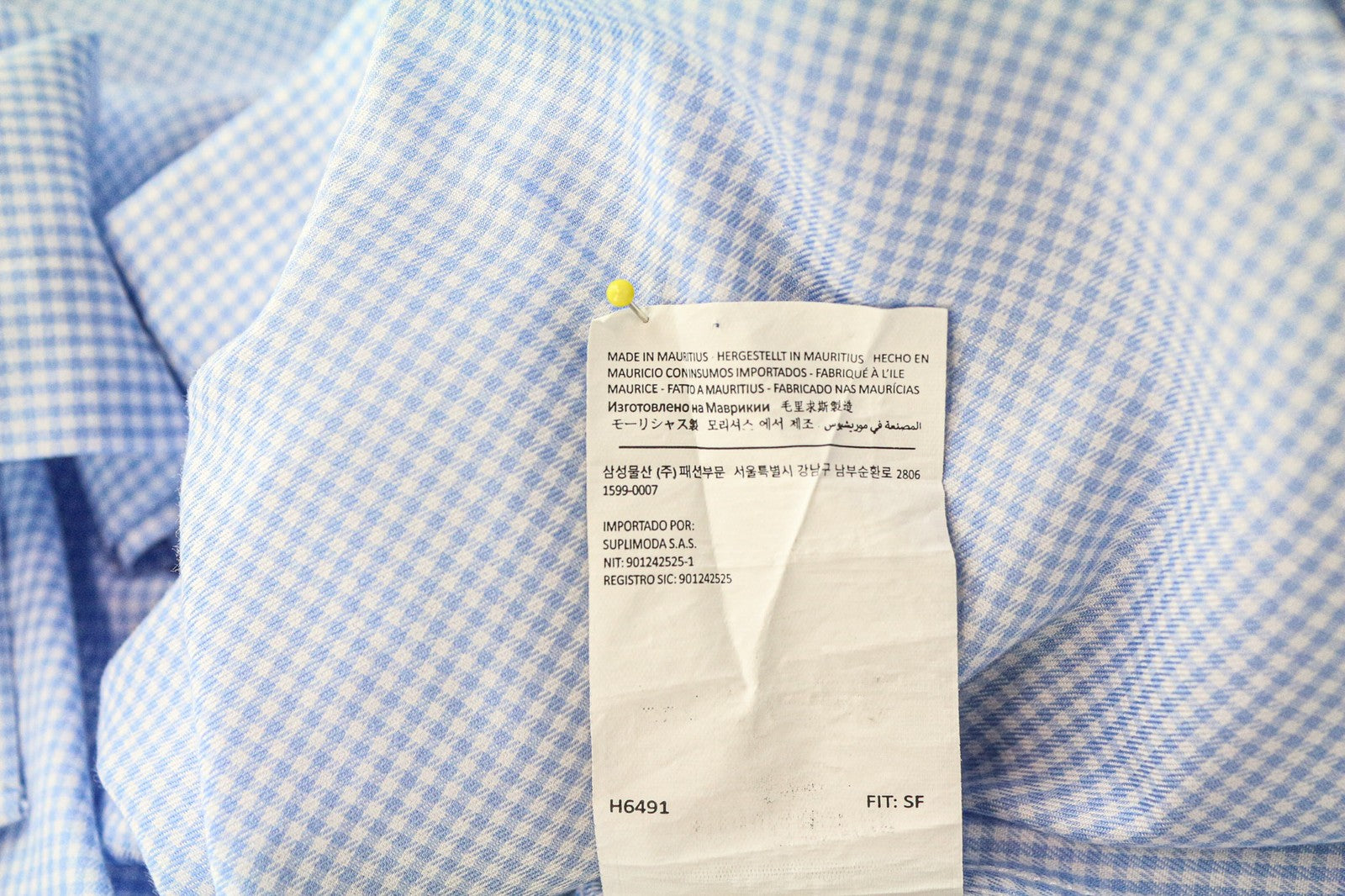 SUITSUPPLY Traveller Men Shirt 39/15 1/2 Slim Blue Cotton Check Pattern Twill
