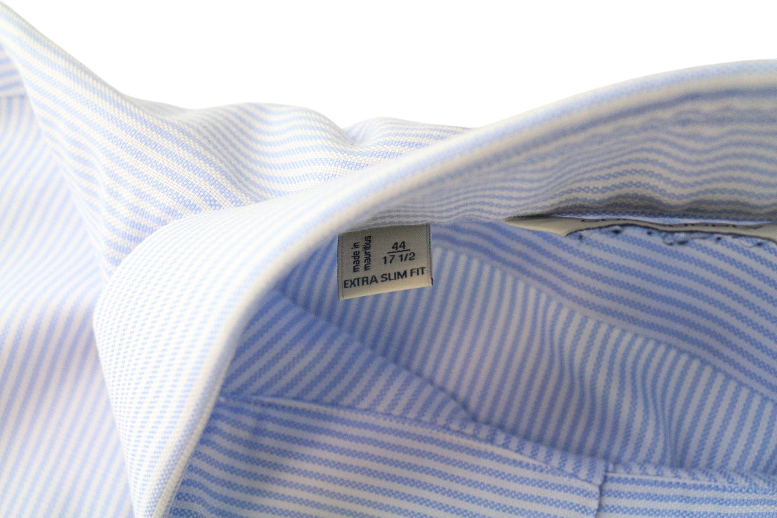 SUITSUPPLY Men Shirt 44/17 1/2 Extra Slim Blue Cotton Striped Cutaway Collar