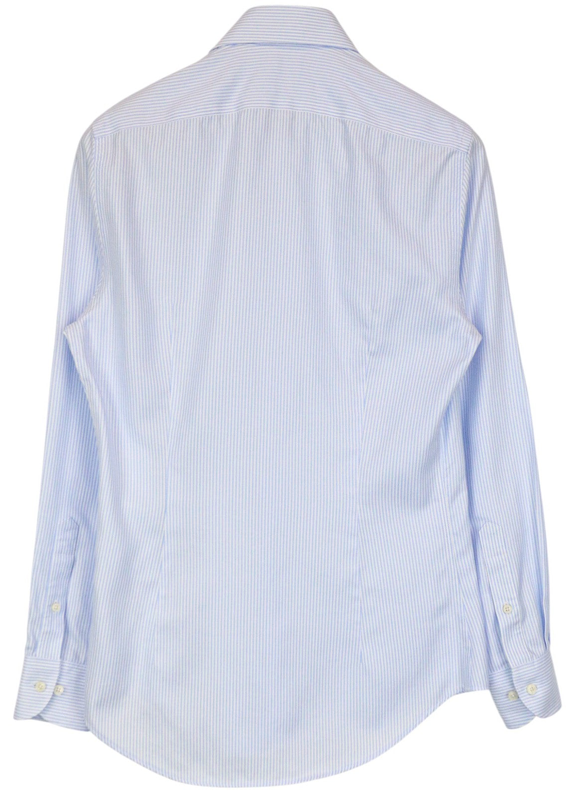 SUITSUPPLY Men Shirt 38/15 Extra Slim Blue Pure Cotton Striped Pattern Twill