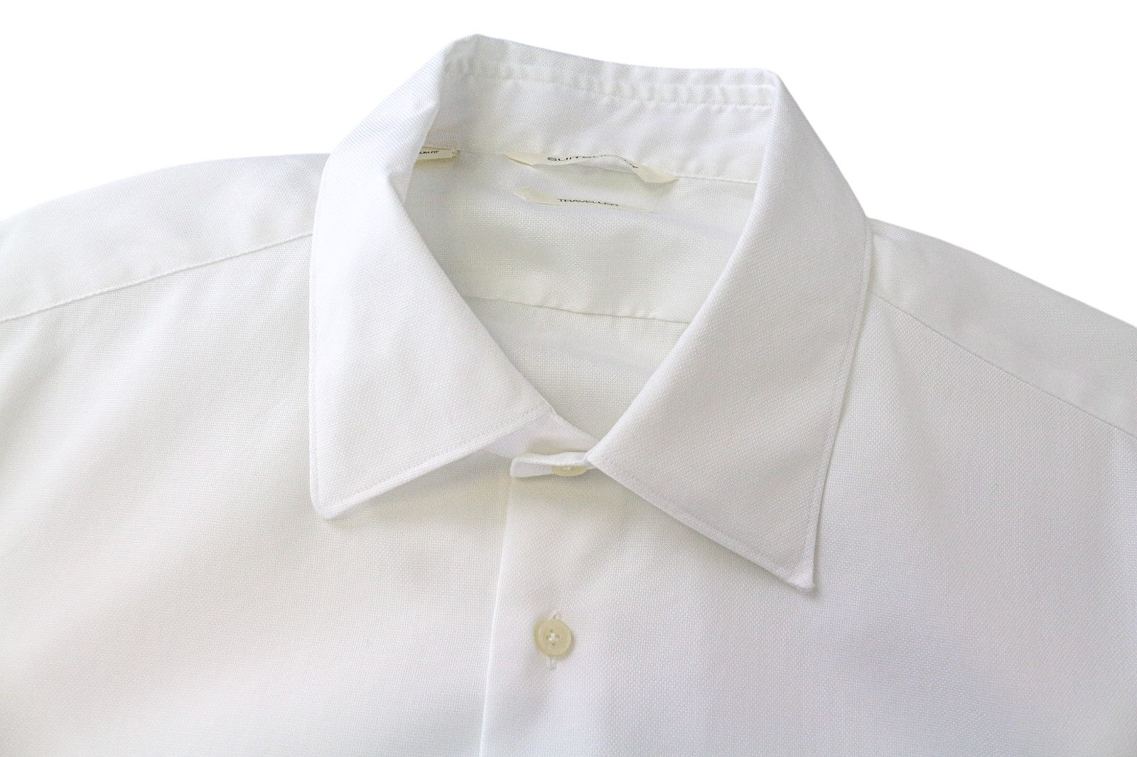 SUITSUPPLY Traveller Men Shirt 45/17 3/4 Slim Long Sleeved Classic White Cotton