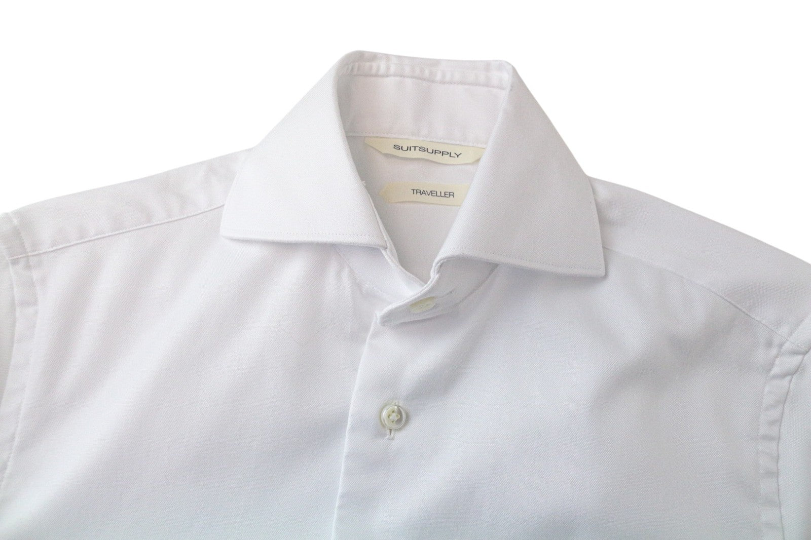 SUITSUPPLY Traveller Men Shirt 35 Extra Slim White Cotton Long Sleeved Classic