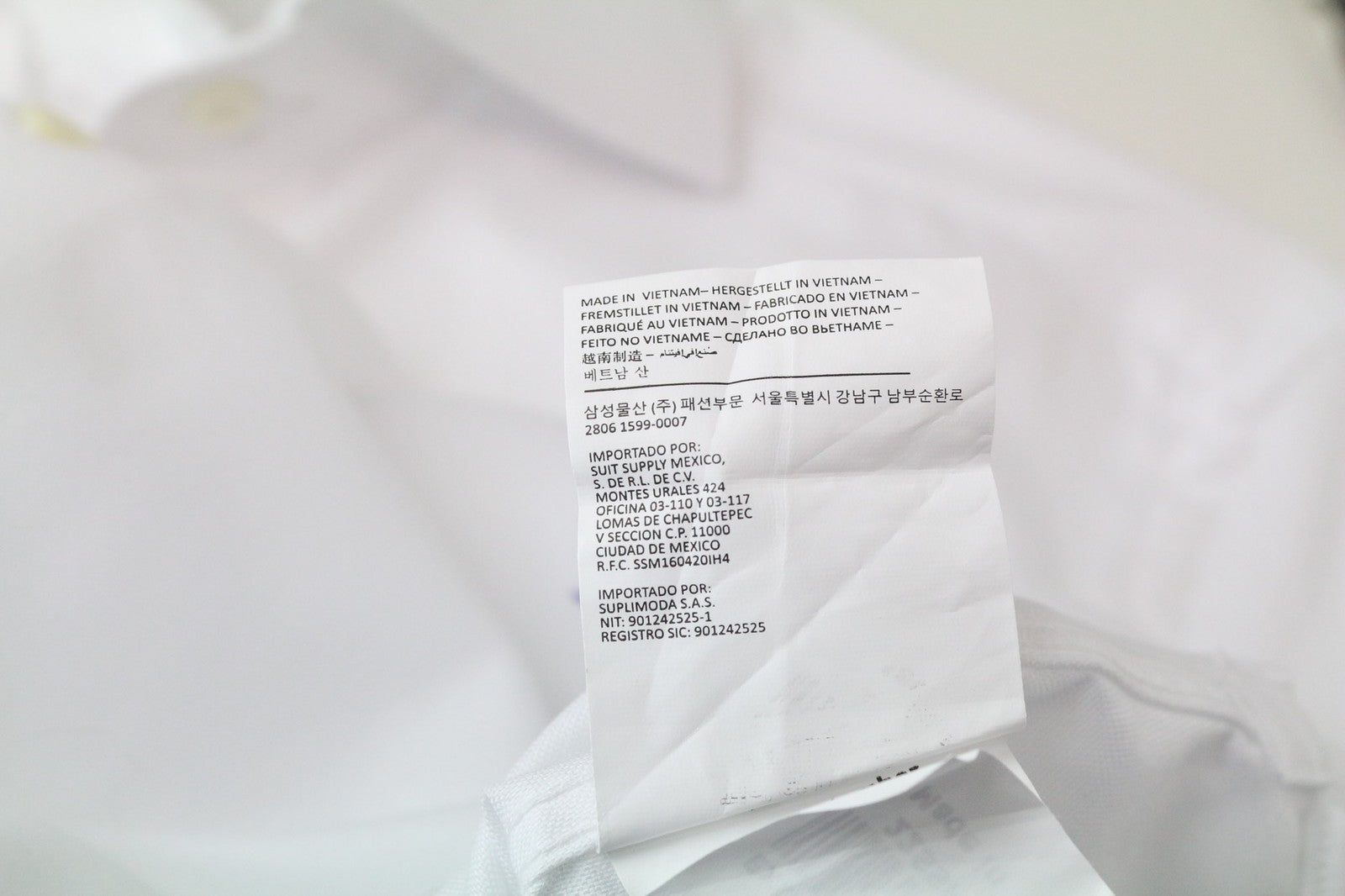 SUITSUPPLY Traveller Men Shirt 35 Extra Slim White Cotton Long Sleeved Classic