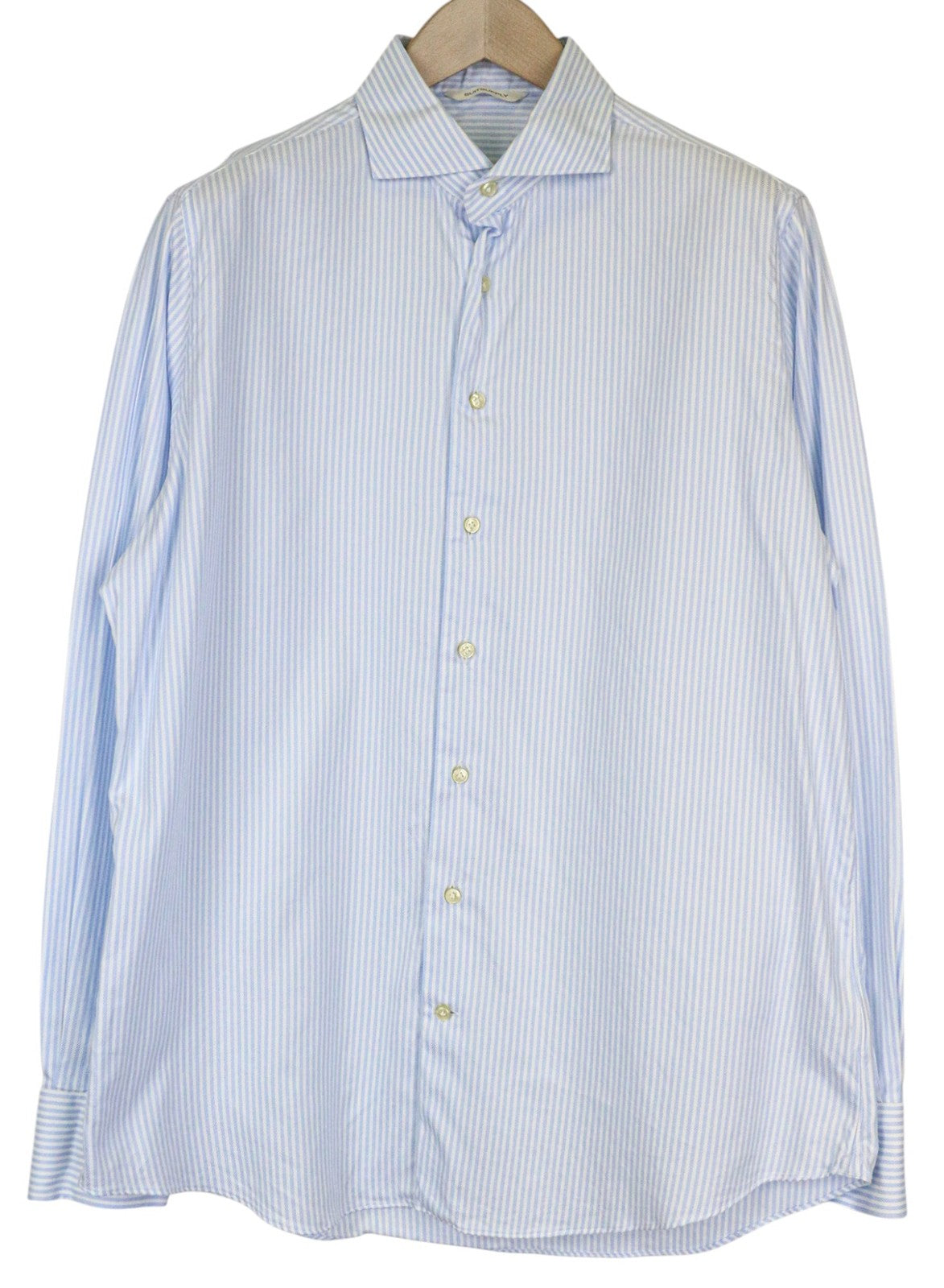 SUITSUPPLY Men Shirt ~L Slim Blue Pure Cotton Striped Pattern Button-Up Formal
