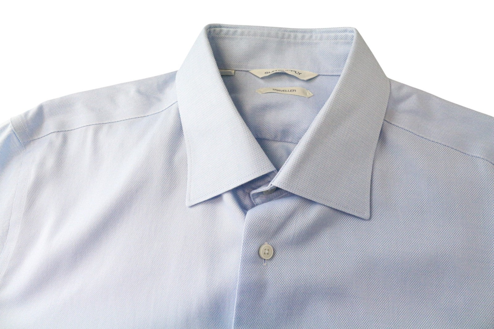 SUITSUPPLY Men Shirt 43/17 Slim Blue Pure Cotton Long Sleeve Button-Up