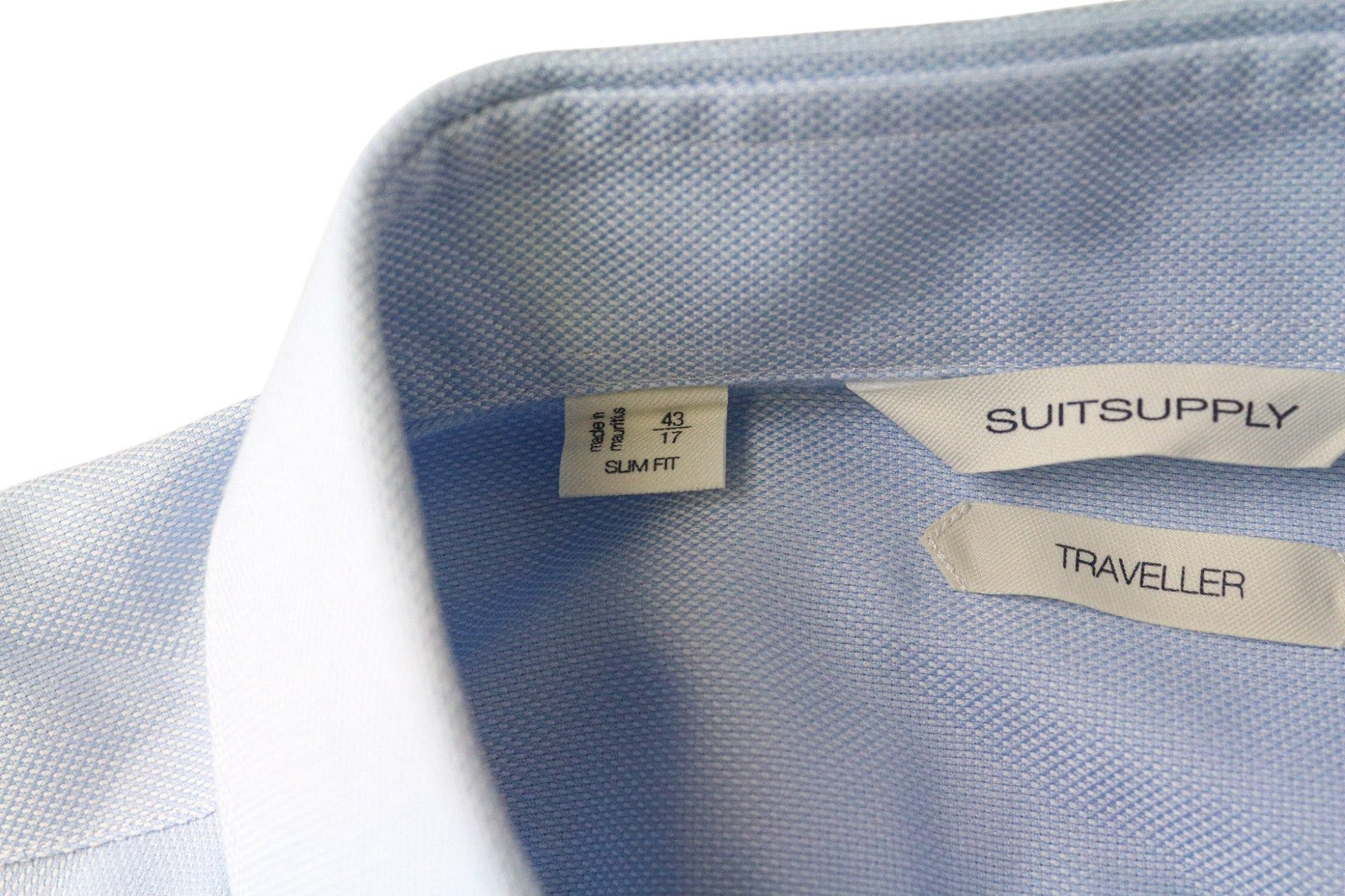 SUITSUPPLY Men Shirt 43/17 Slim Blue Pure Cotton Long Sleeve Button-Up