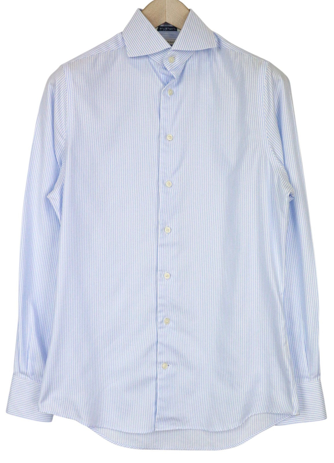 SUITSUPPLY Men Shirt 37/14 1/2 Extra Slim Blue Pure Cotton Striped Cutaway