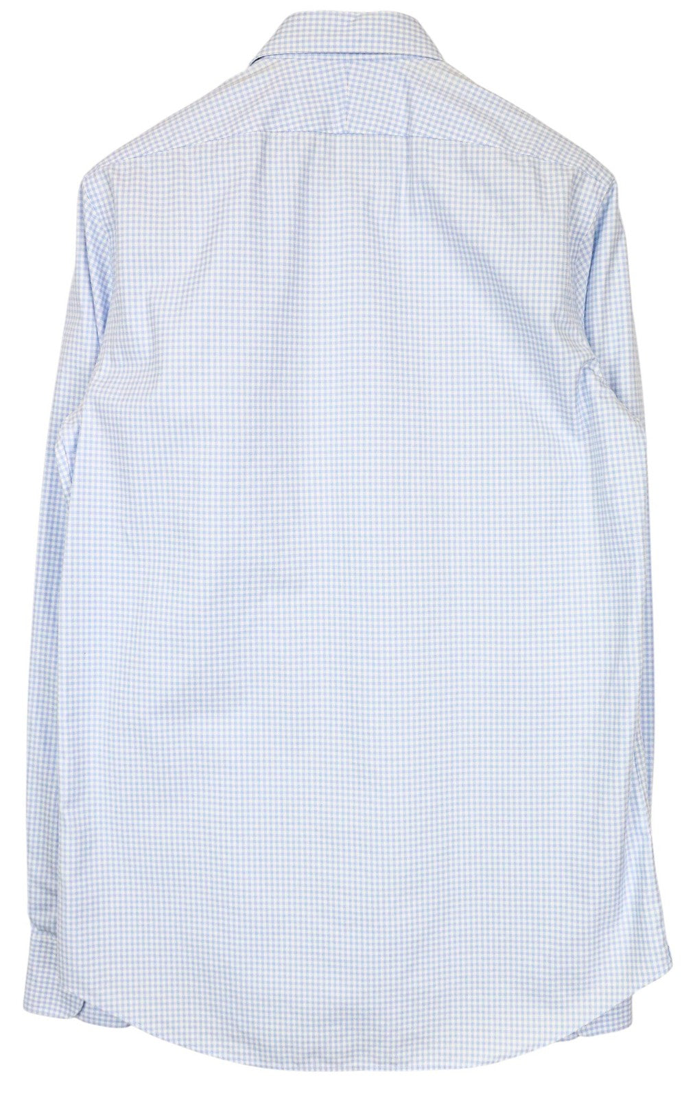 SUITSUPPLY Men Shirt 40-7/15 3/4L Slim Blue Cotton Checked Pattern Long Sleeve