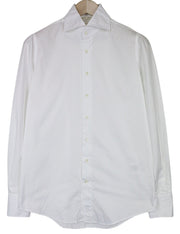 SUITSUPPLY Men Shirt 38/15 Slim White Pure Cotton Button-Up Twill