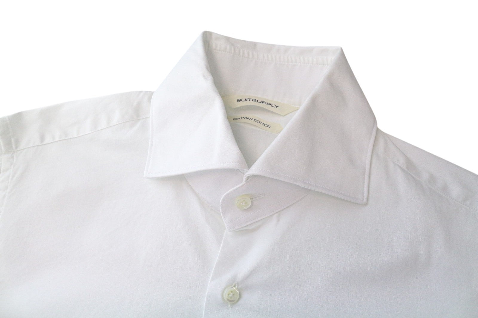 SUITSUPPLY Men Shirt 38/15 Slim White Pure Cotton Button-Up Twill