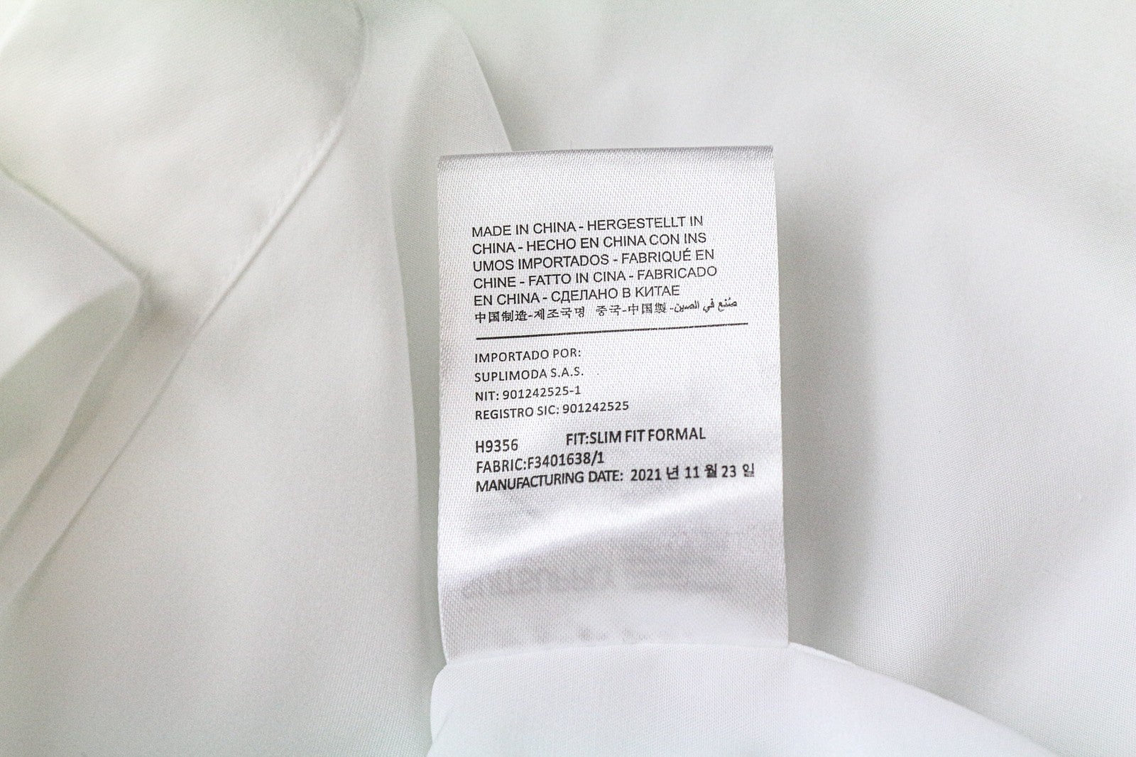 SUITSUPPLY Men Shirt 38/15 Slim White Pure Cotton Button-Up Twill