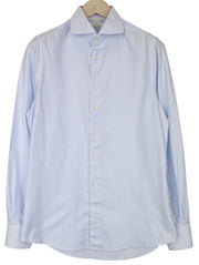 SUITSUPPLY Men Shirt 40/15 3/4 Extra Slim Blue Pure Cotton Cutaway Striped