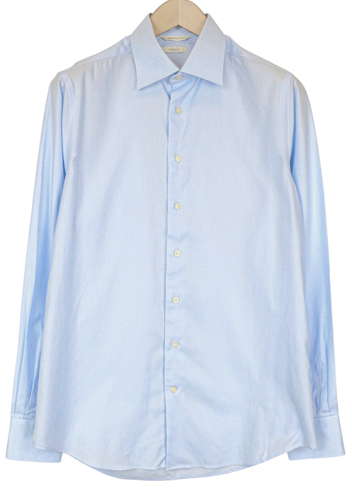 SUITSUPPLY Traveller Men Shirt 39L/15 1/2L Slim Blue Cotton Long Sleeved Classic
