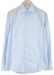 SUITSUPPLY Traveller Men Shirt 39L/15 1/2L Slim Blue Cotton Long Sleeved Classic