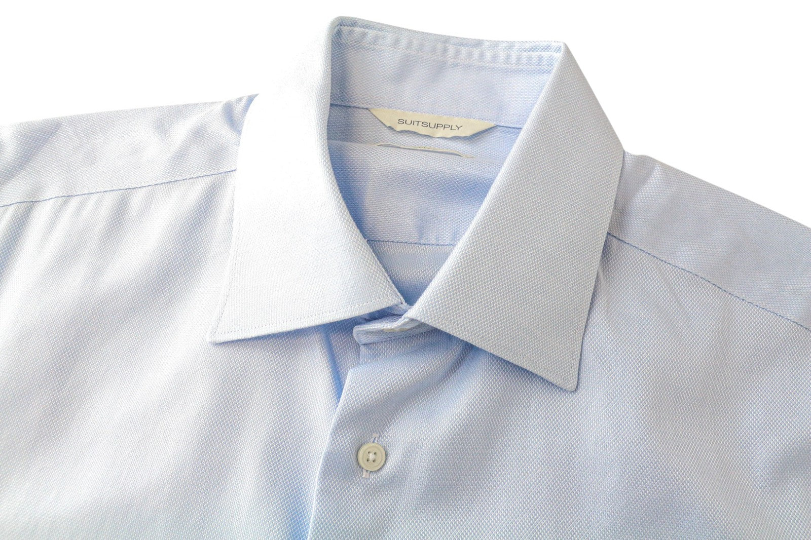 SUITSUPPLY Traveller Men Shirt 39L/15 1/2L Slim Blue Cotton Long Sleeved Classic