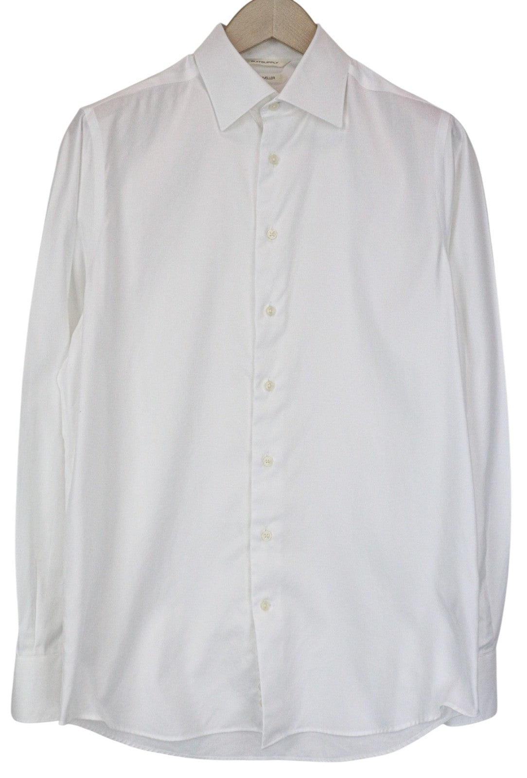 SUITSUPPLY Traveller Men Shirt 39/15 1/2 Slim White Pure Cotton Button-Up Formal