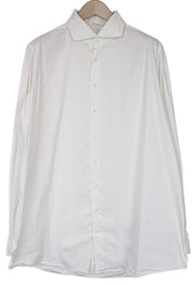 SUITSUPPLY Men Shirt ~XL Slim White Cotton Stretch Long Sleeve Classic Twill