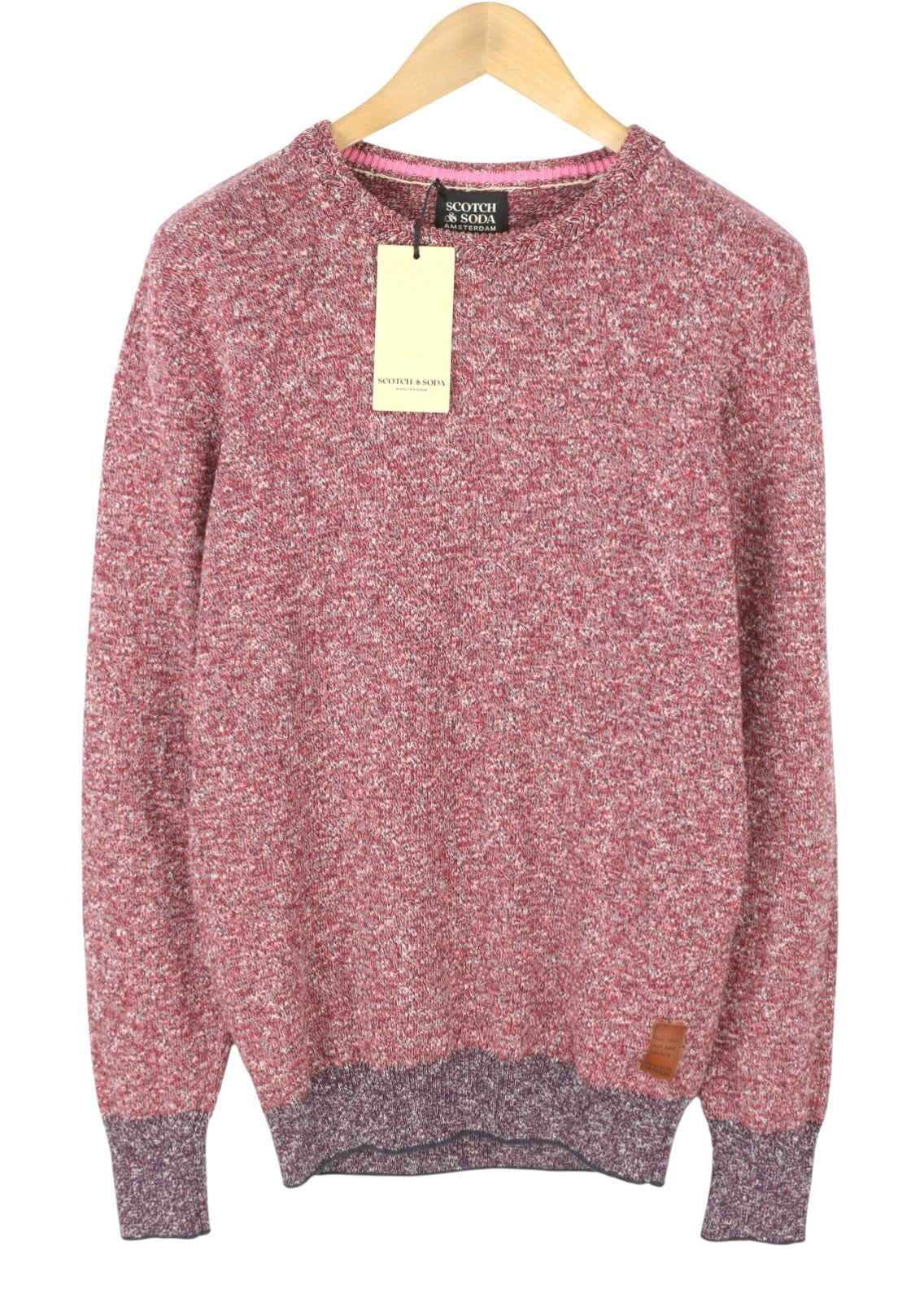 SCOTCH & SODA Men Jumper M Red Melange Crew Neck Tight Knit Pull On