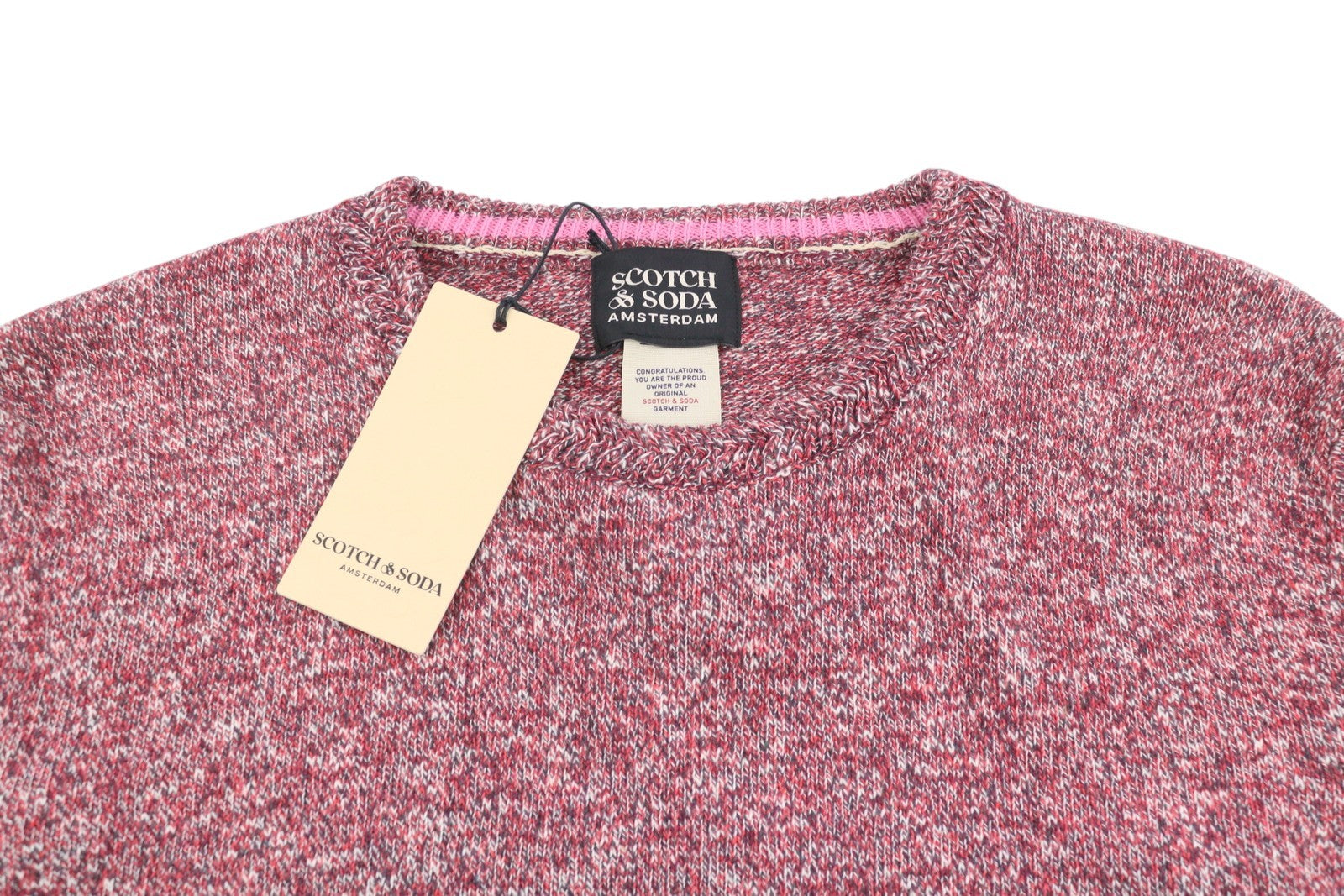 SCOTCH & SODA Men Jumper M Red Melange Crew Neck Tight Knit Pull On