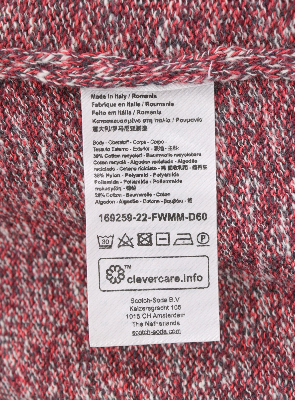 SCOTCH & SODA Men Jumper M Red Melange Crew Neck Tight Knit Pull On
