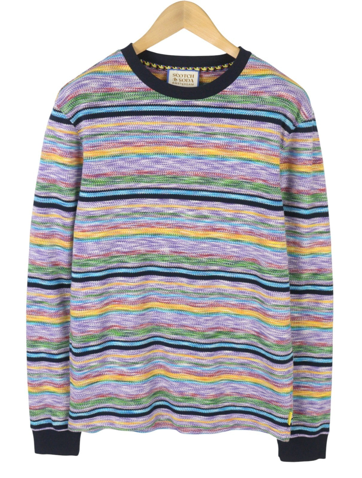 SCOTCH & SODA Men T-Shirt M Colourful Striped Heavy Crew Neck Long Sleeve